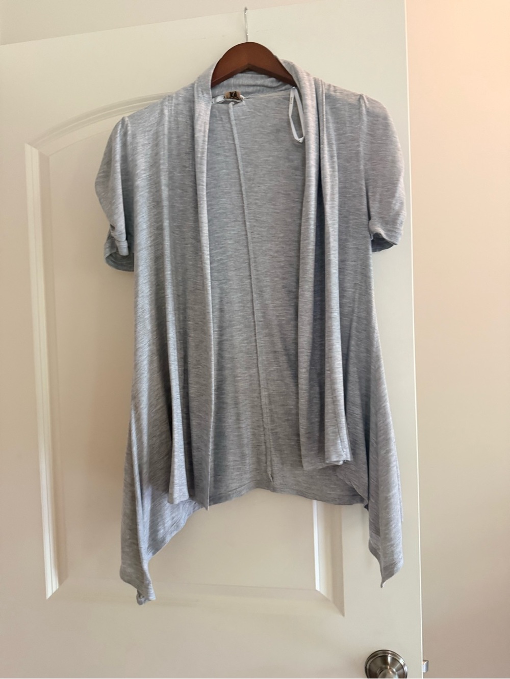 Light Gray Open Front Women’s Draped Cardigan